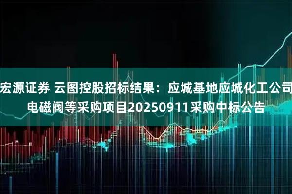 宏源证券 云图控股招标结果：应城基地应城化工公司电磁阀等采购项目20250911采购中标公告