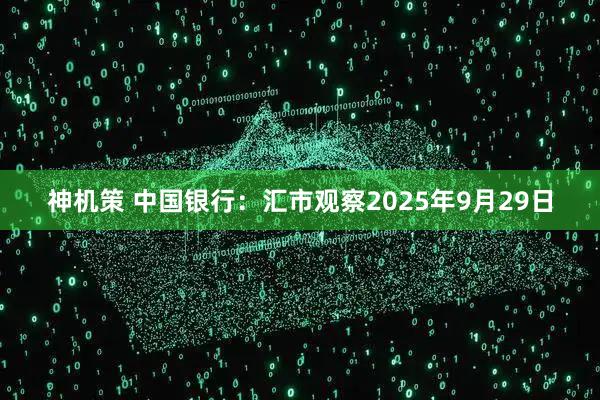 神机策 中国银行：汇市观察2025年9月29日